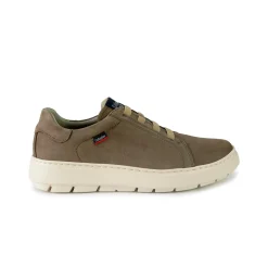 Sneakers Uomo Bassa in Pelle Taupe con Elastici
