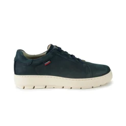 Sneakers Uomo Bassa in Pelle Blu con Elastici