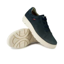 Sneakers Uomo Bassa in Pelle Blu con Elastici
