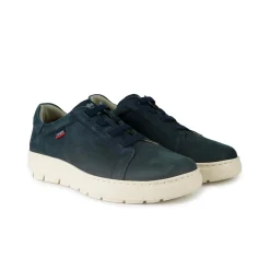 Sneakers Uomo Bassa in Pelle Blu con Elastici