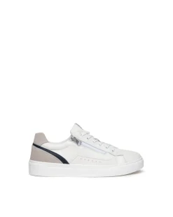 Sneakers Uomo in Pelle Bianca con Zip