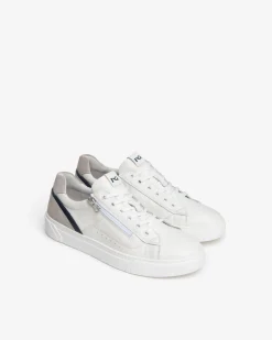 Sneakers Uomo in Pelle Bianca con Zip