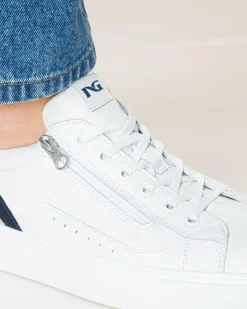 Sneakers Uomo in Pelle Bianca con Zip