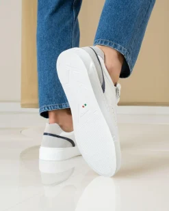 Sneakers Uomo in Pelle Bianca con Zip