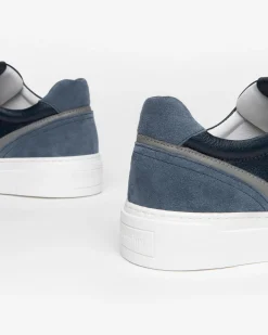 Sneakers Uomo in Pelle Blu con Zip