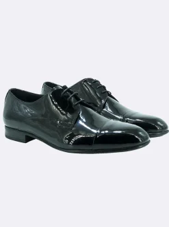 Stingata Cerimonia Derby Vernice Nero Elegante Sposo