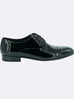 Stingata Cerimonia Derby Vernice Nero Elegante Sposo