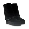 Stivale con Zeppa Interna in Camoscio Nero