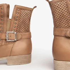 Stivaletti Bassi Donna in Pelle Cuoio