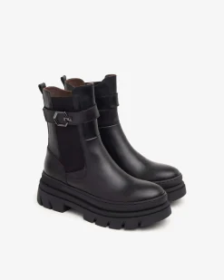 Stivaletti Combat Donna Pelle Nero