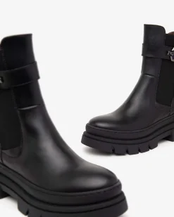 Stivaletti Combat Donna Pelle Nero