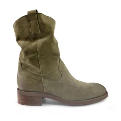 Stivaletti Donna Basso Tubolare in Camoscio Taupe