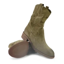 Stivaletti Donna Basso Tubolare in Camoscio Taupe
