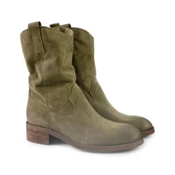 Stivaletti Donna Basso Tubolare in Camoscio Taupe