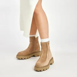 Stivaletti Donna Chunky Camoscio Beige