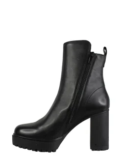 Stivaletti Donna con Tacco Alto e Plateau in Pelle Nero