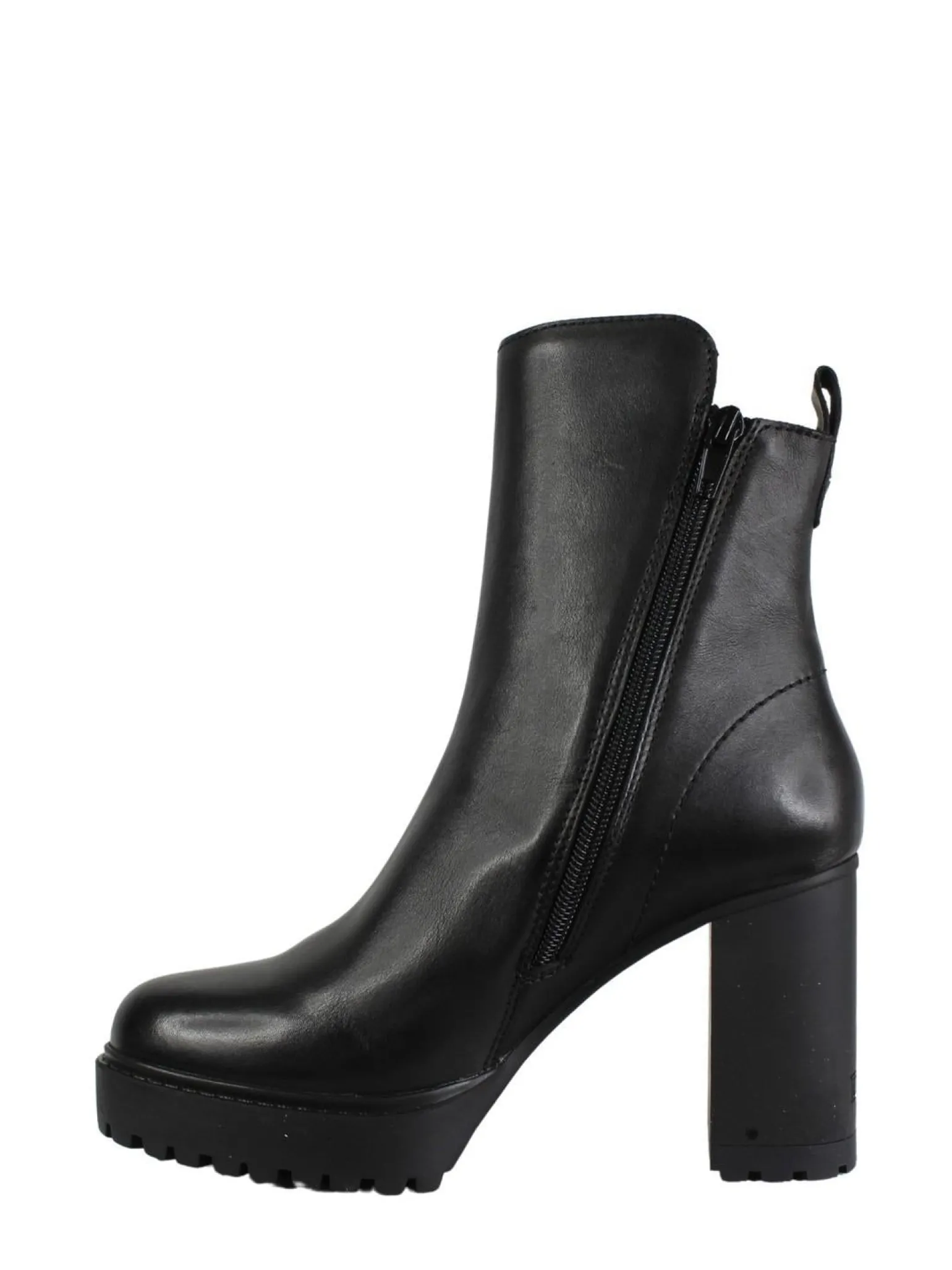 Stivaletti Donna con Tacco Alto e Plateau in Pelle Nero