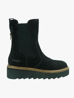 Stivaletti Donna in Camoscio Nero con Zeppa