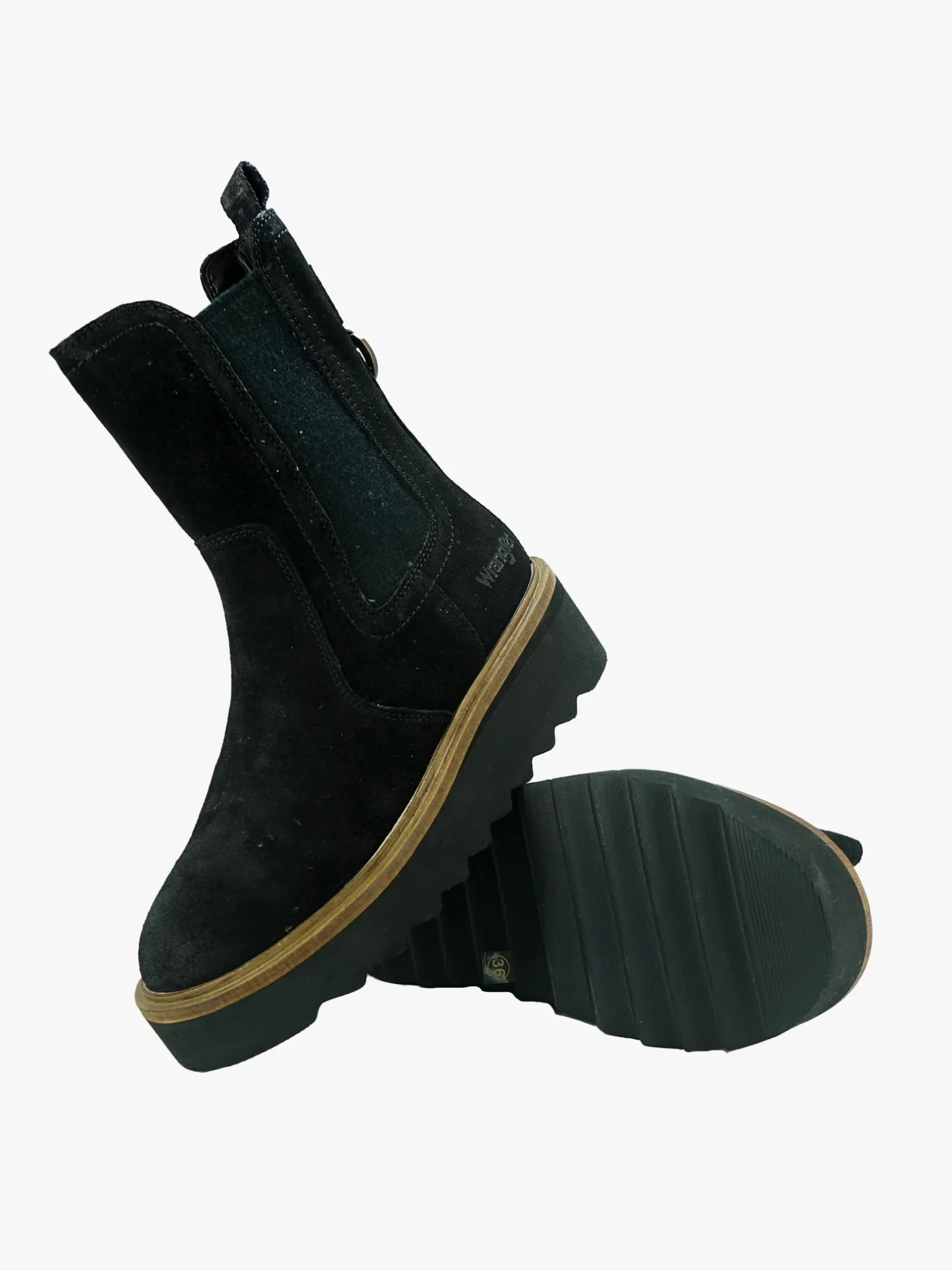 Stivaletti Donna in Camoscio Nero con Zeppa