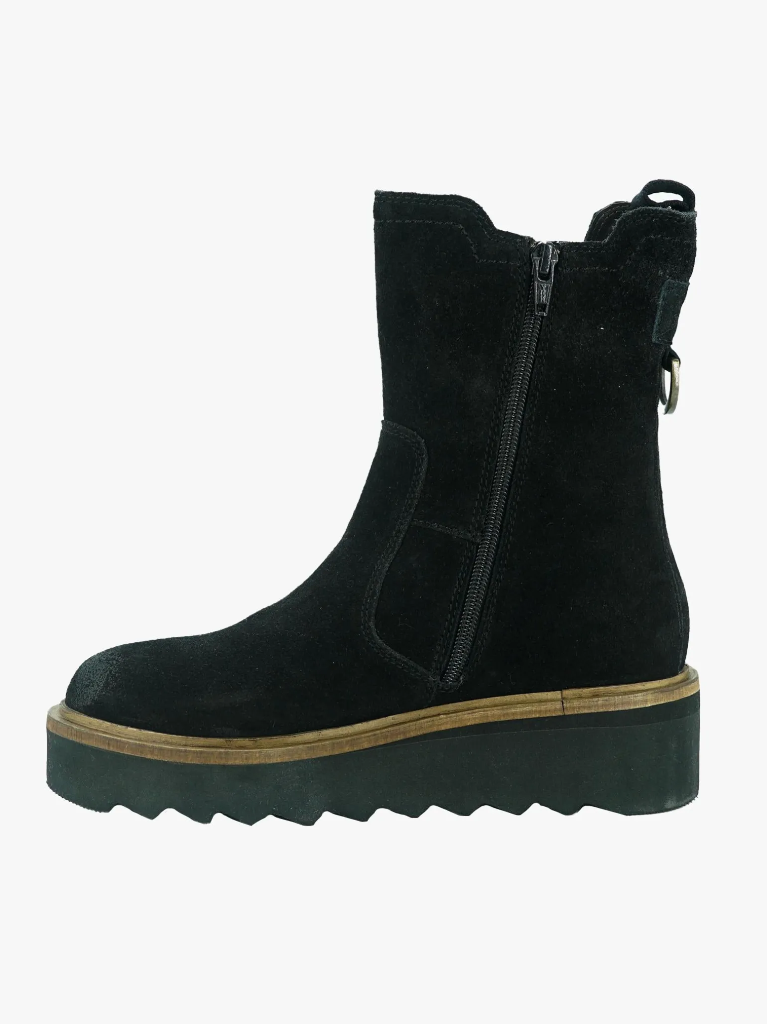 Stivaletti Donna in Camoscio Nero con Zeppa