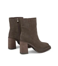 Stivaletti Donna Tacco Alto Camoscio Marrone