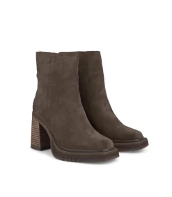 Stivaletti Donna Tacco Alto Camoscio Marrone
