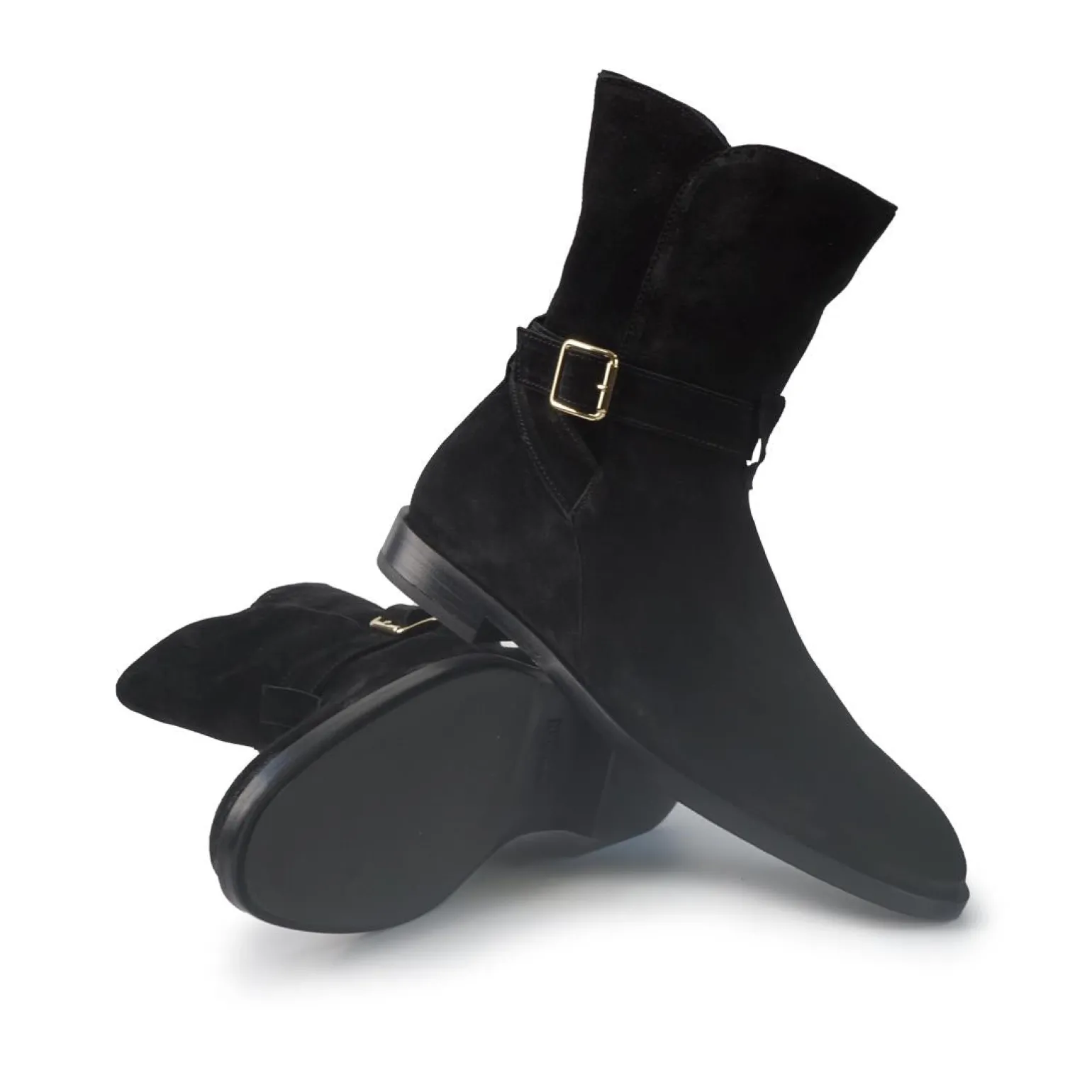 Stivaletti Donna tacco Basso Camoscio Nero