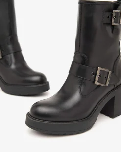 Stivaletti Donna Tacco Pelle Nero