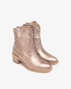 Stivaletti Donna Tex in Pelle Laminata Tortora