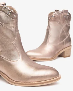 Stivaletti Donna Tex in Pelle Laminata Tortora