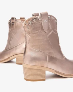Stivaletti Donna Tex in Pelle Laminata Tortora