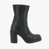 Stivaletto Donna in Pelle Nera Punta Quadrata