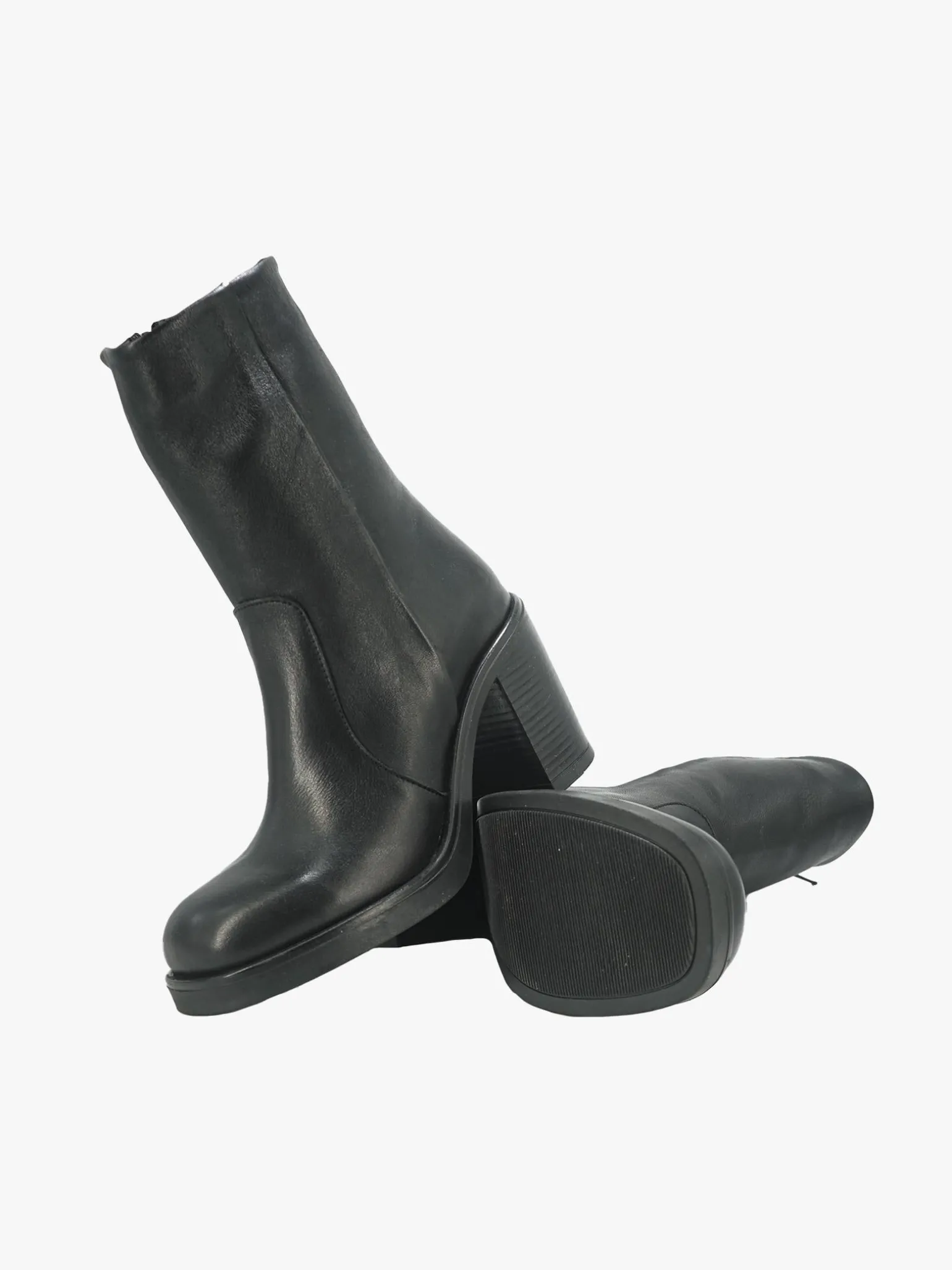 Stivaletto Donna in Pelle Nera Punta Quadrata