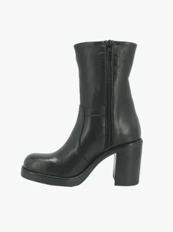 Stivaletto Donna in Pelle Nera Punta Quadrata