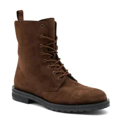 Stivaletto Donna Stringato Alto Camoscio Cacao