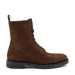 Stivaletto Donna Stringato Alto Camoscio Cacao