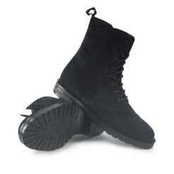Stivaletto Donna Stringato Alto Camoscio Blu