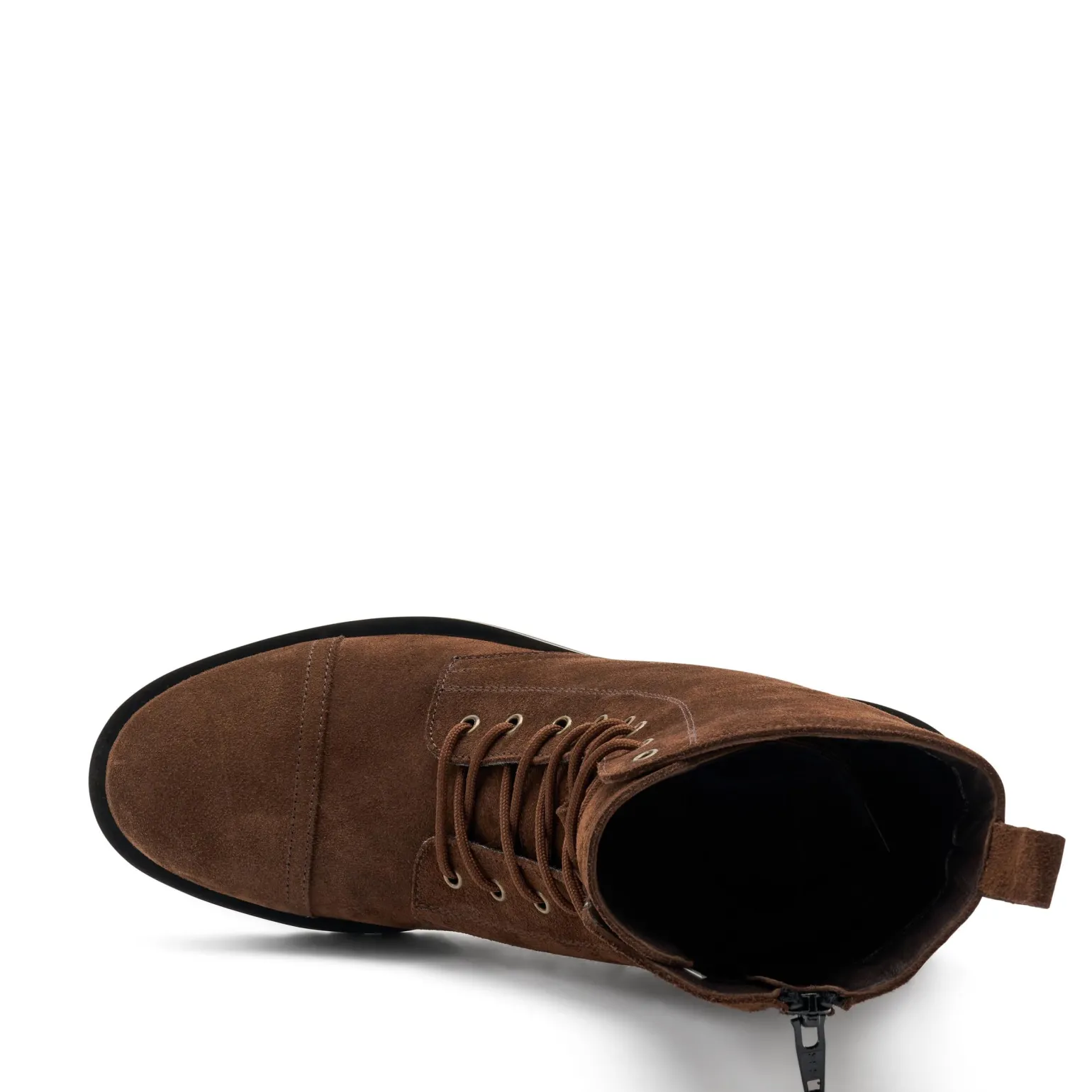 Stivaletto Donna Stringato Alto Camoscio Cacao