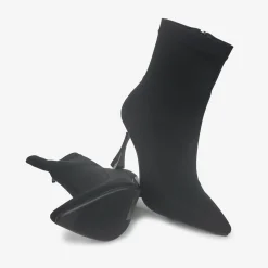 Stivaletto Tessuto Elastico Punta Nero