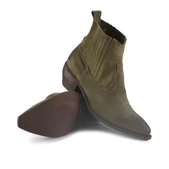 Stivaletto Texano Donna  con Impunture in Camoscio Taupe