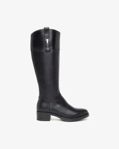 Stivali Donna Tacco Basso Pelle Nero