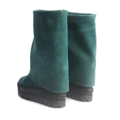 Stivali Zeppa Camoscio Verde