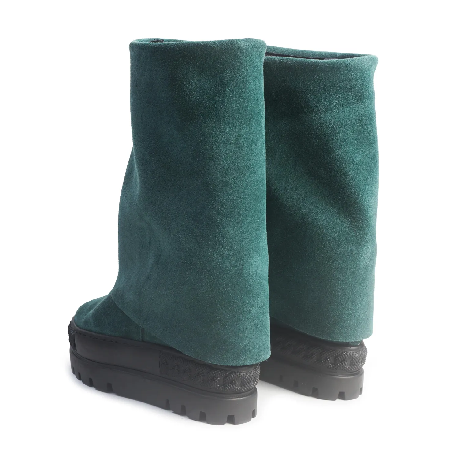 Stivali Zeppa Camoscio Verde