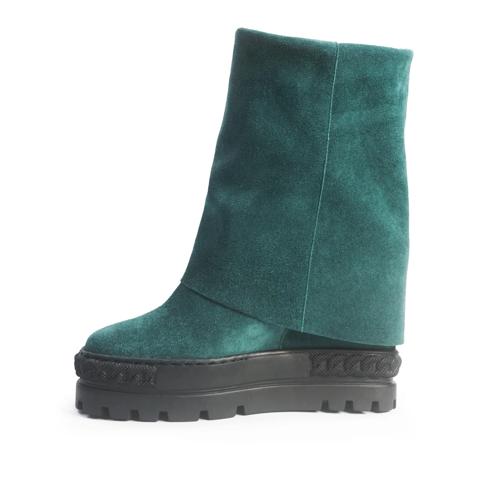 Stivali Zeppa Camoscio Verde