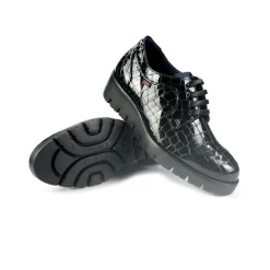 Stringate Donna Zeppa Vernice Cocco Nero