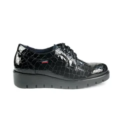 Stringate Donna Zeppa Vernice Cocco Nero