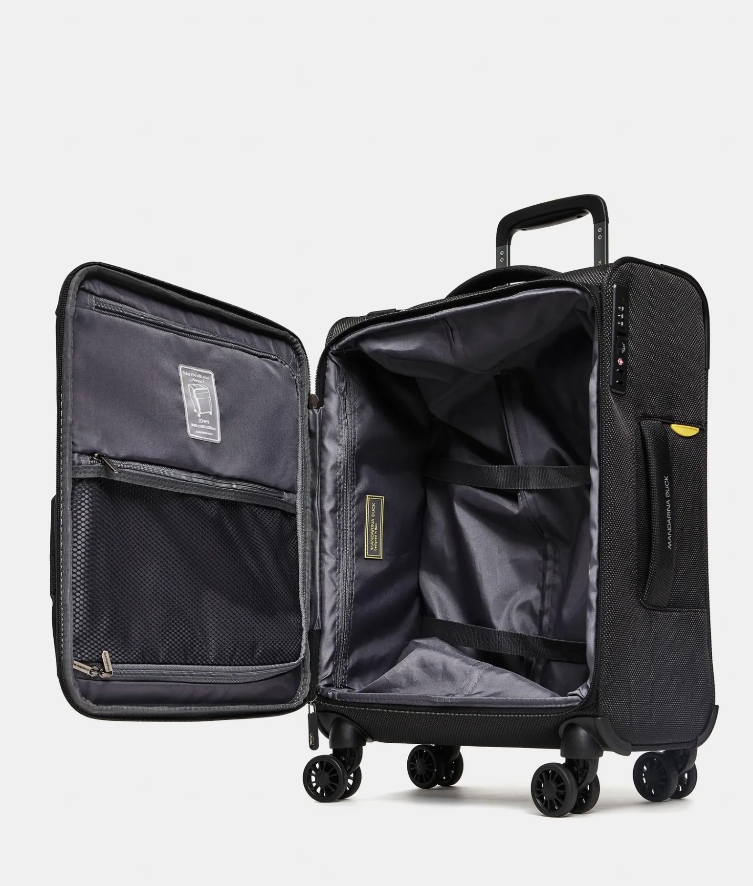 Trolley Bagaglio a Mano 4 Ruote in Tessuto Nero